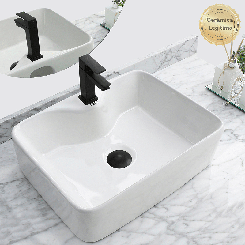 Cuba de cerâmica para banheiro/lavabo 48x...